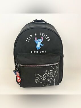 Disney Lilo & Stitch Black Backpack with Keychain New With Tags